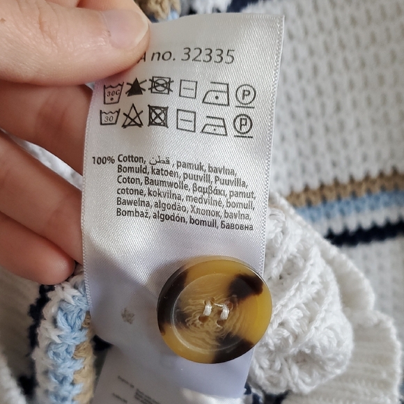 B. Coastline White Knit Stripped Cardigan Nautical Preppy Business Casual Sz S - Picture 6 of 11